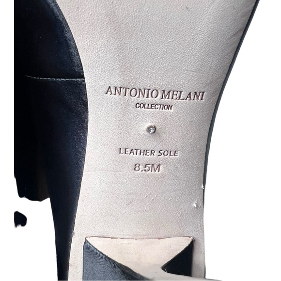 Antonio Melani Black Satin Crystal Bow Apollo Bow Satin Pump NWOB Size 8.5M - Picture 12 of 15